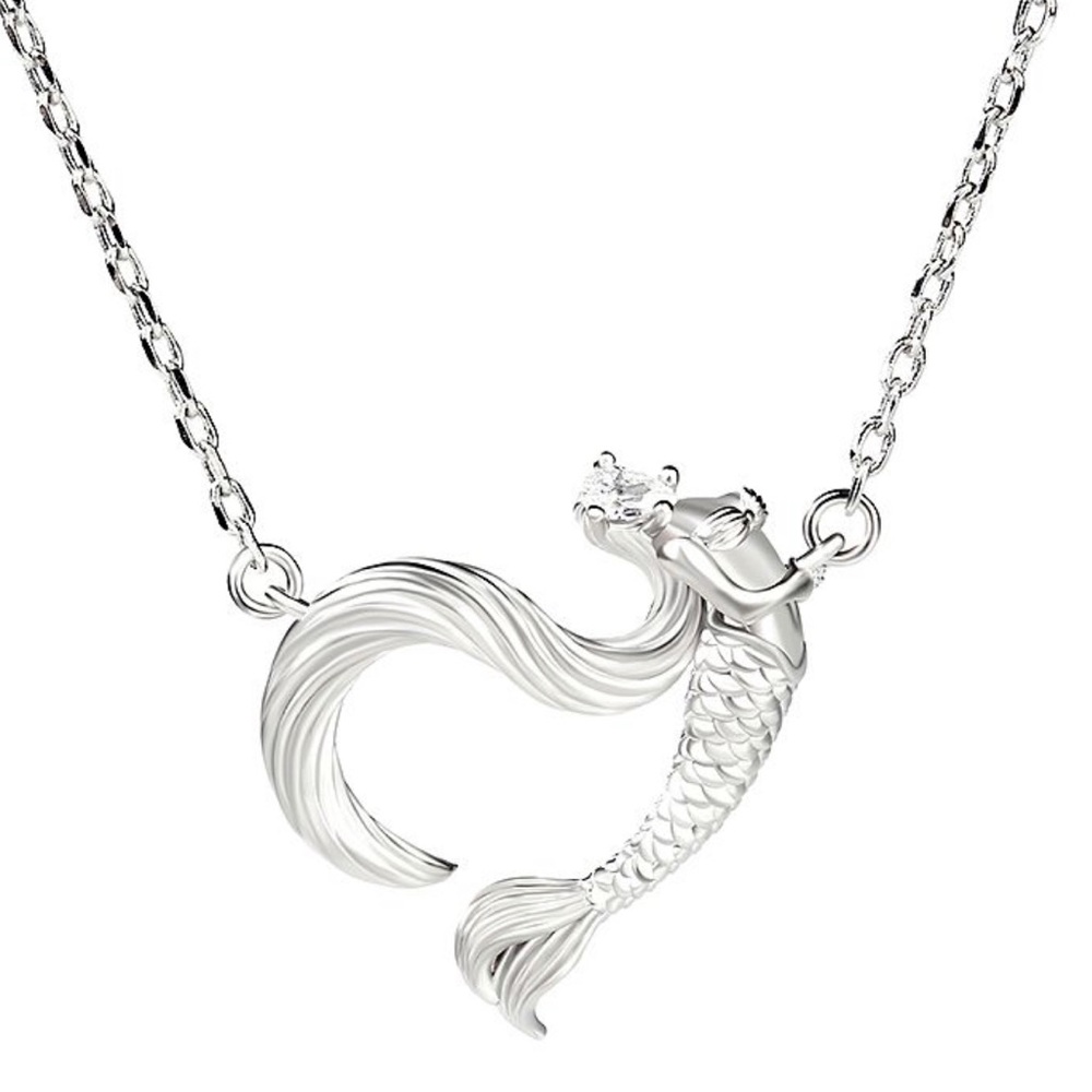 "DANCING BY THE MOONLIGHT" MERMAID STERLING SILVER NECKLACE
